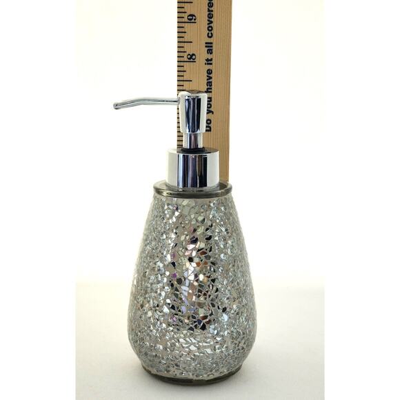 SOAP DISPENSER-Mirror Mosaic-Glitter-Silver-7 in High-Modern - Picture 7 of 10